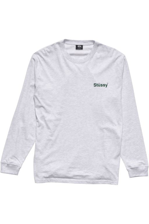 Stussy Mens Text Long Sleeve T Shirt White - UGBMR3485